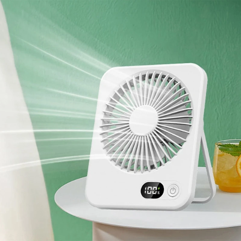 Portable Desktop Fan Rechargeable Long Endurance Ultra-Thin With Powerful Airflow Quiet Foldable Handheld Desktop Fan