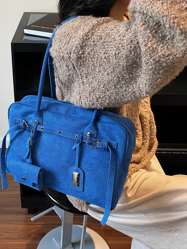 

Женская сумка ort Trip, новинка 2025 года, модная матовая бархатная сумка большой емкости, пригородная сумка на одно плечо, повседневное использование, чистый цвет