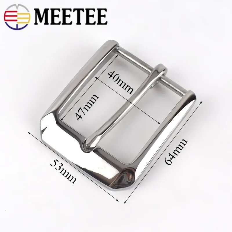 Meetee 40mm High Quality Stainless Steel Pin Buckles Men Belt Buckle Head DIY Hand Leather Craft Leisure Decor Accessories AP191