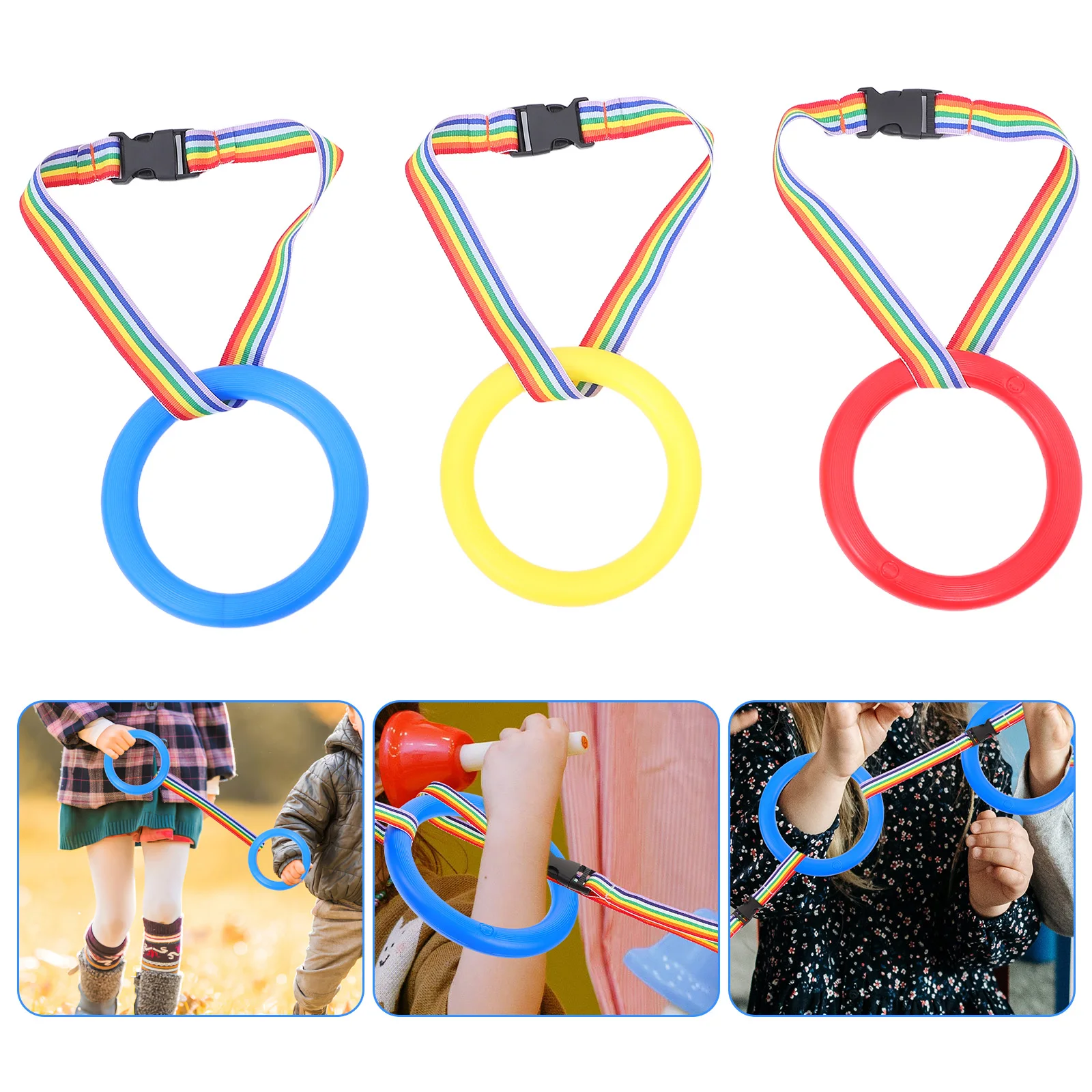 12pcs Anti-Lost Rope For Kids Detachable Walking Rope With Plastic Round Handles Child Safety Wrist Strap Classroom Daycare
