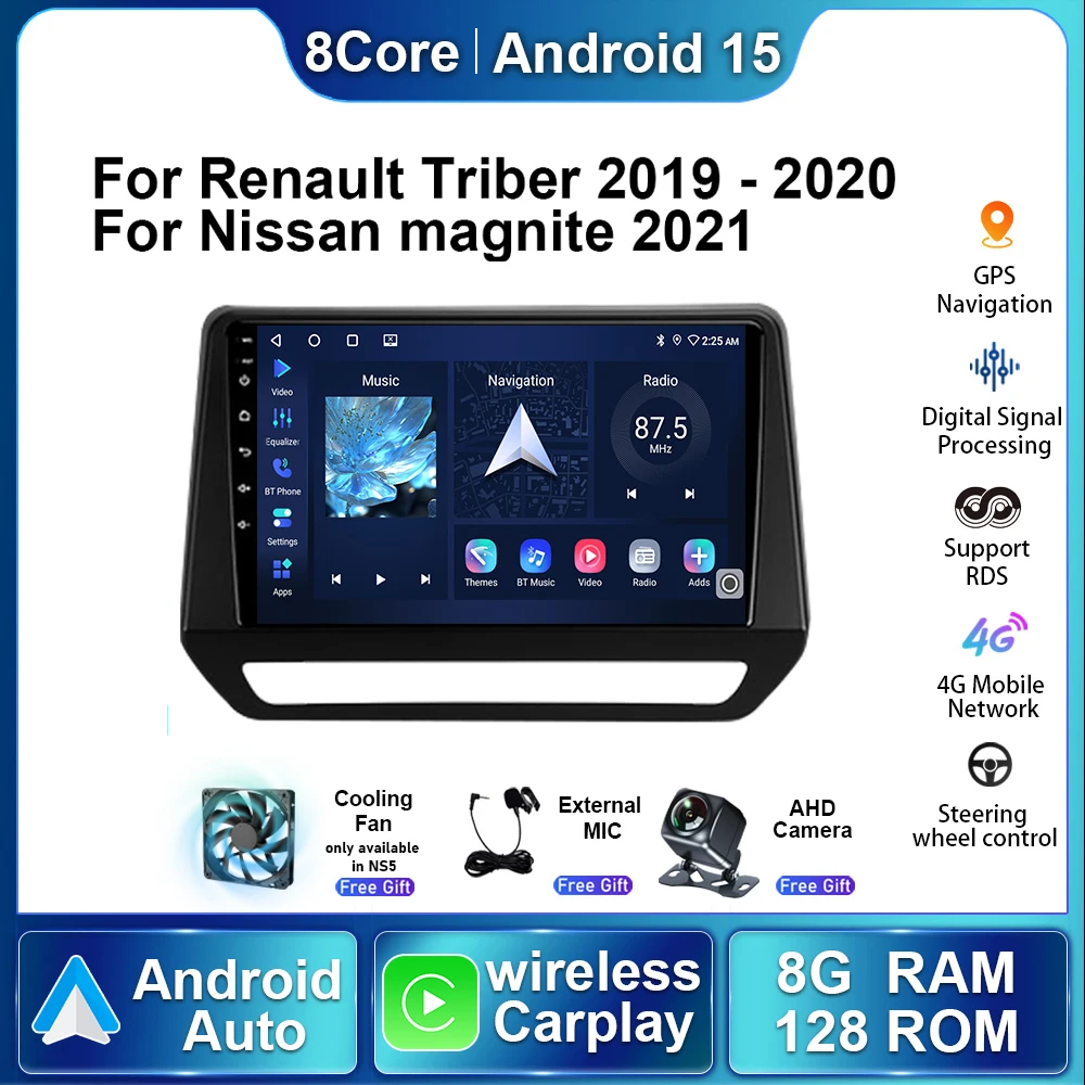 Car Radio For Renault Triber 2019 2020 And Nissan Magnite 2021 Android 15 Auto Multimedia Player Stereo Carplay Navigation GPS