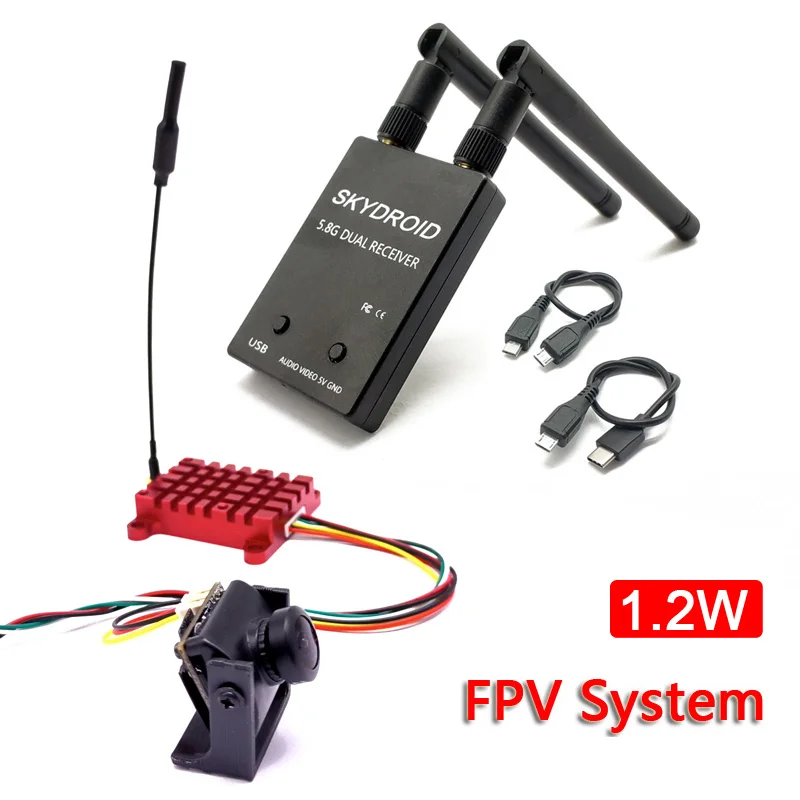 

5.8G 48CH Raceband PIT/200-1200mW Switchable 2-6S VTX Transmitter Lancher and CMOS 1200TVL fpv Camera for RC FPV Racing Drone