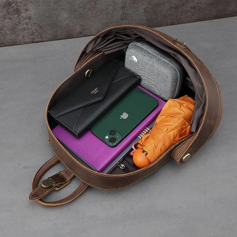 "핸드메이드 빈티지 비틀 백팩 - 정품 탑그레인 소가죽, 스타일리시한 스트리트 시크 트렌디 데이팩