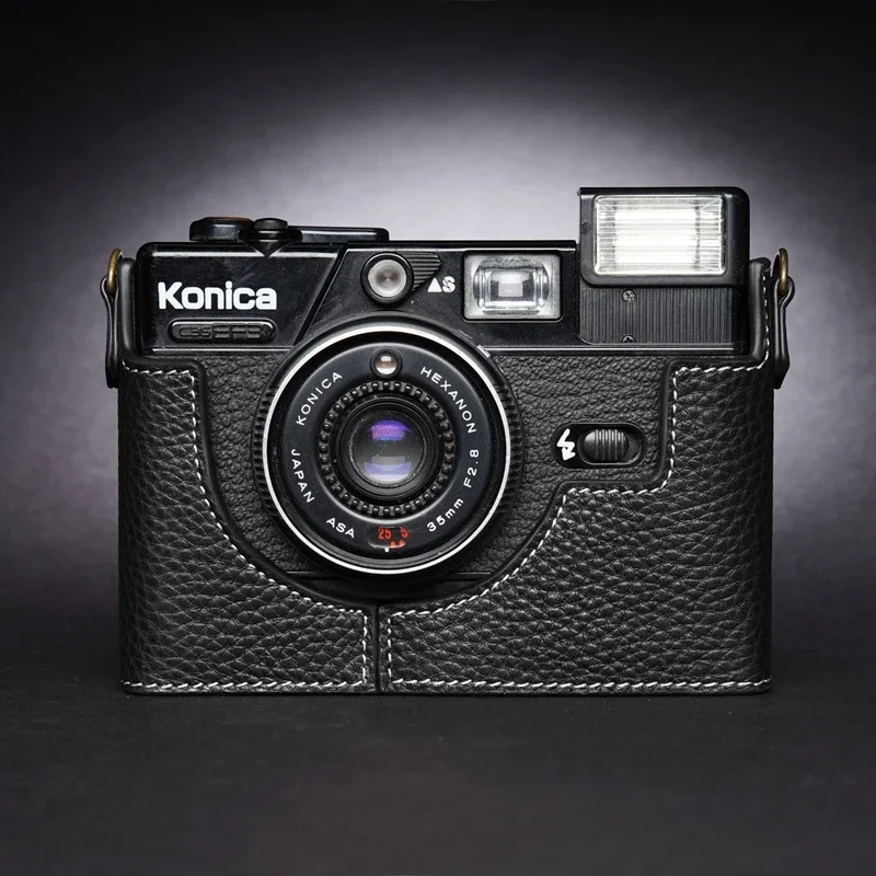 ออกแบบสำหรับ KONICA C35 EF3กล้อง Handmade ของแท้กล้องหนังครึ่งกระเป๋าครอบ