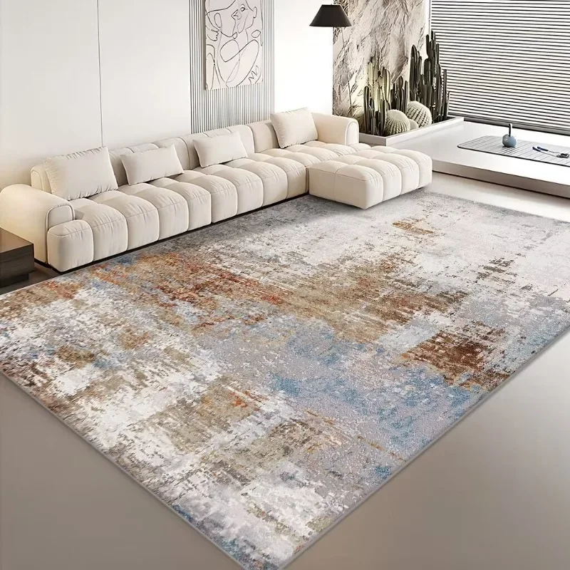 Neutral Abstract Distressed Area Rug Boho Farmhouse Style Vintage Gray Beige Living Room Carpet Area Decor Mat