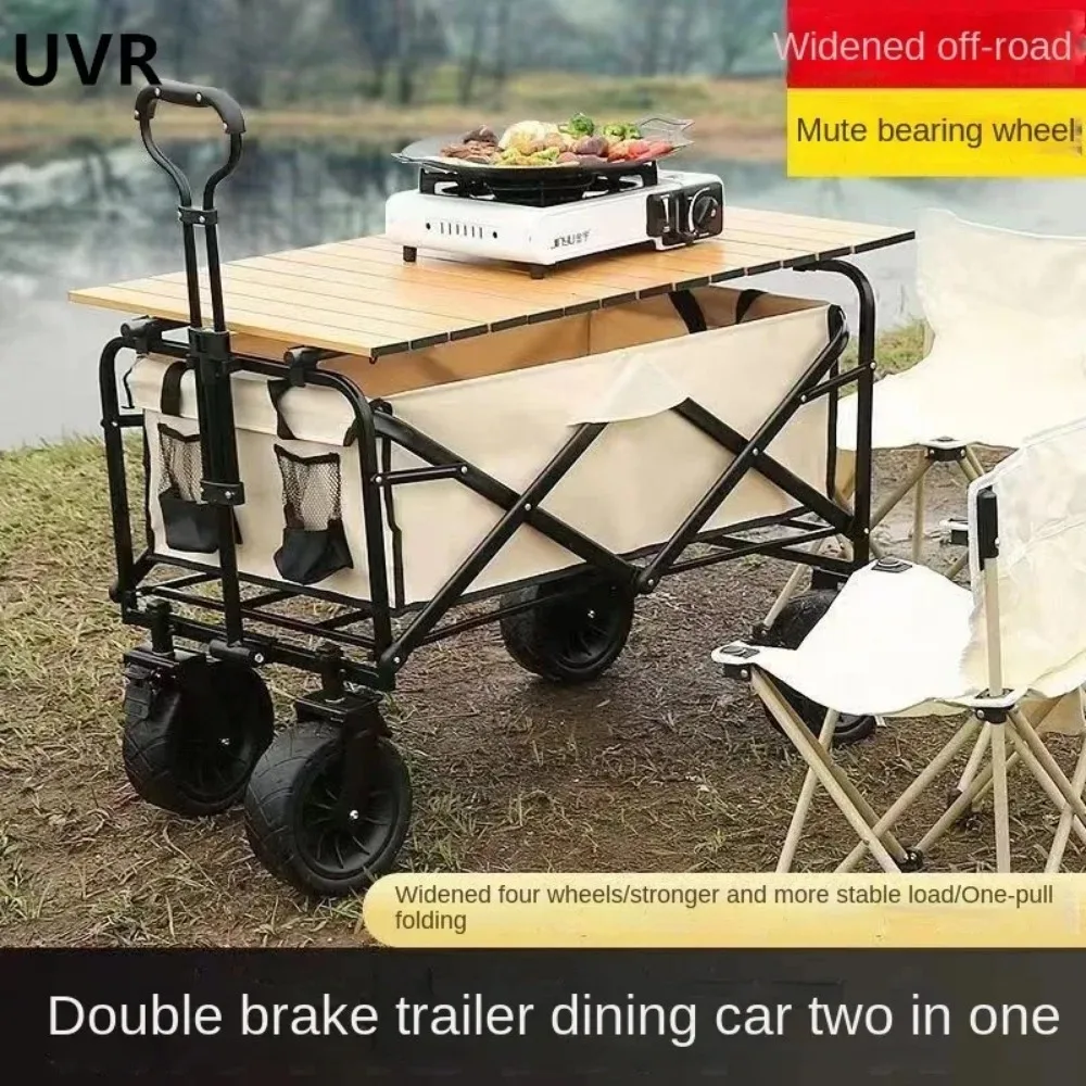 UVR Outdoor Camping Cart Camping Fashion Small Cart Wagon Portable Adjustable Handcart Outdoor Multifunction Adjustable Handle