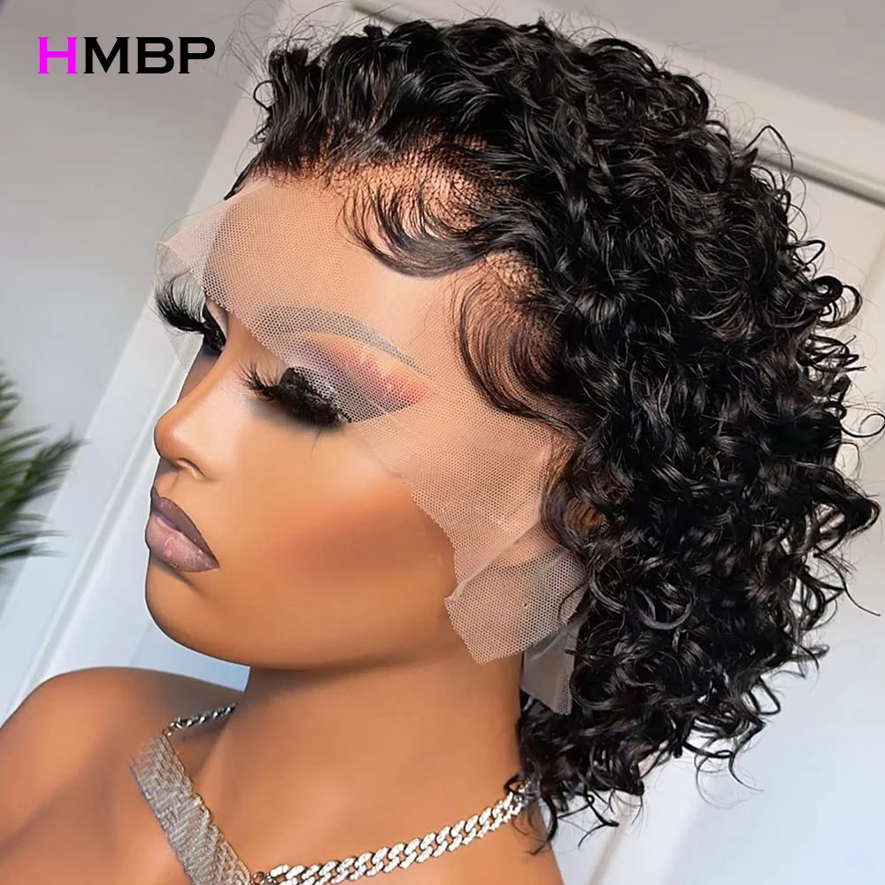 

13x4 Lace Front Pixie Cut Wig Short Curly Transparent Lace Frontal Wigs For Women Human Hair Honey Blonde Brazilian Hair 180%