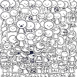 66PCS Q version of small character painting Stickers Cartoon Cafe Scrapbook Stationery Water DIY Bottle Laptop Decals Sticker