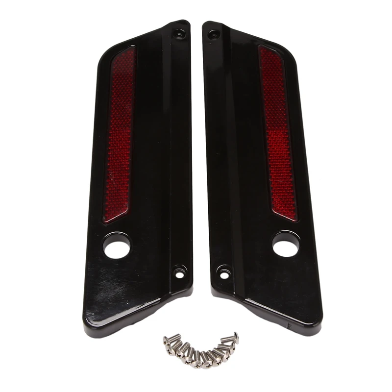 

Motorcycle Left&Right ABS Cut Saddlebag Latch Side Cover With Red Reflector For Touring Hard Bags 1994-2013