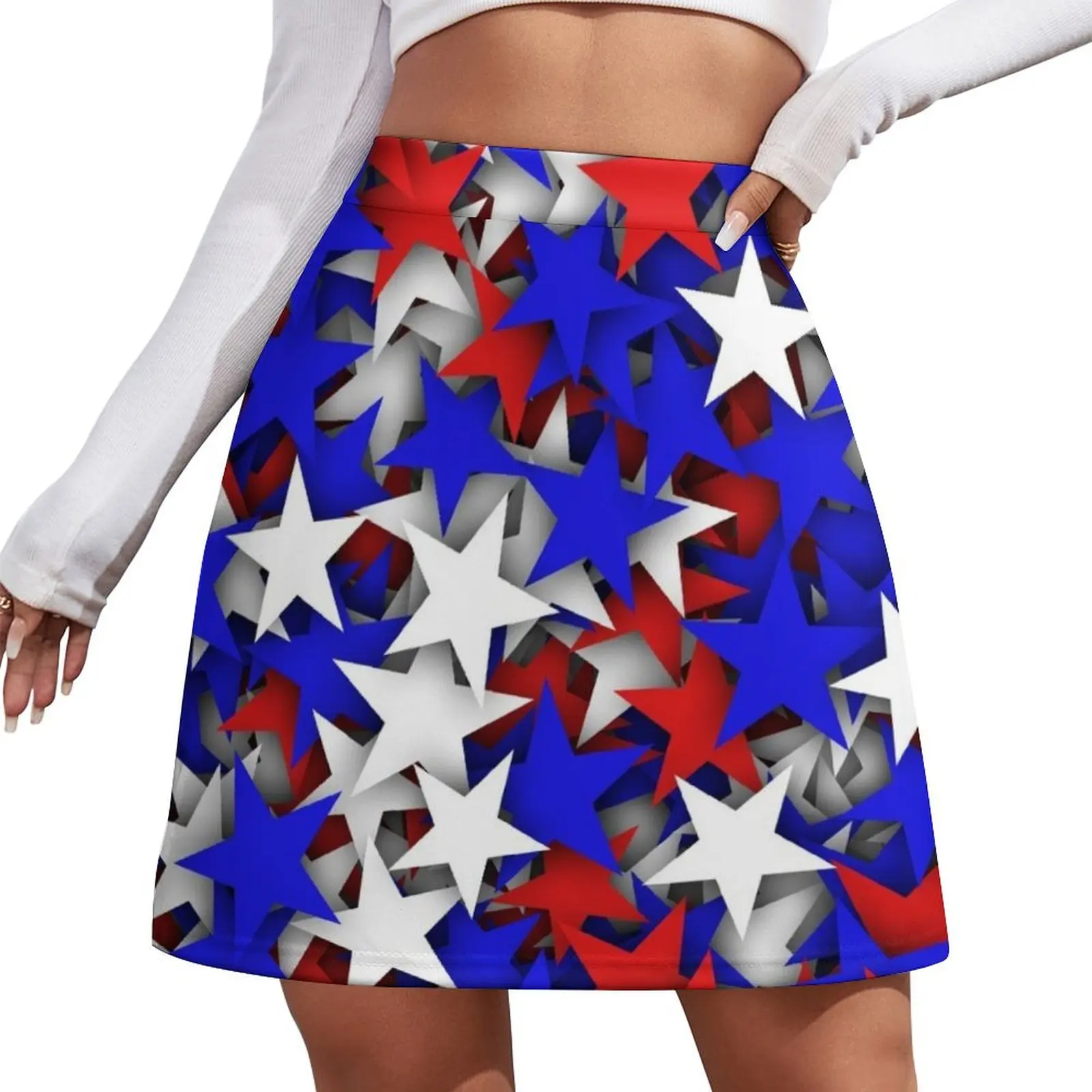 

Blue, red, white stars Mini Skirt Women's skirt School skirt Mini
