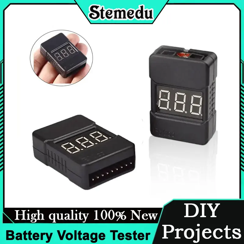 BX100 1-8S Lipo Battery Voltage Tester with LCD Display Low Voltage Buzzer Alarm for RC Drone FPV Racing Models