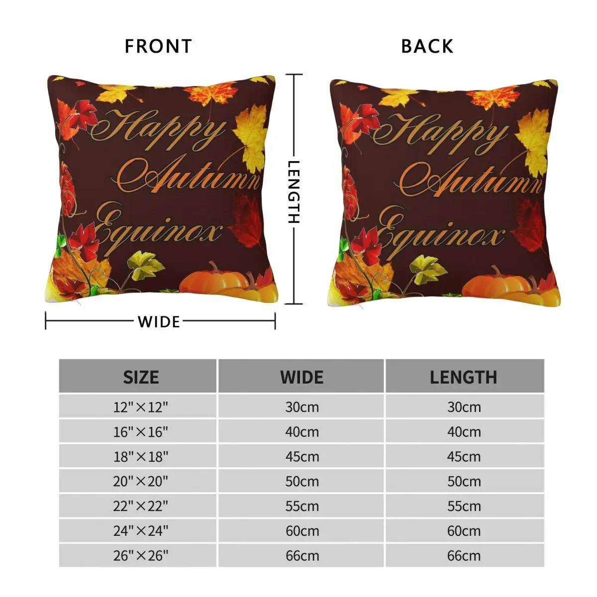 Happy Autumn Equinox Square Pillowcase Polyester Linen Velvet Printed Zip Decor Room Cushion Cover Wholesale