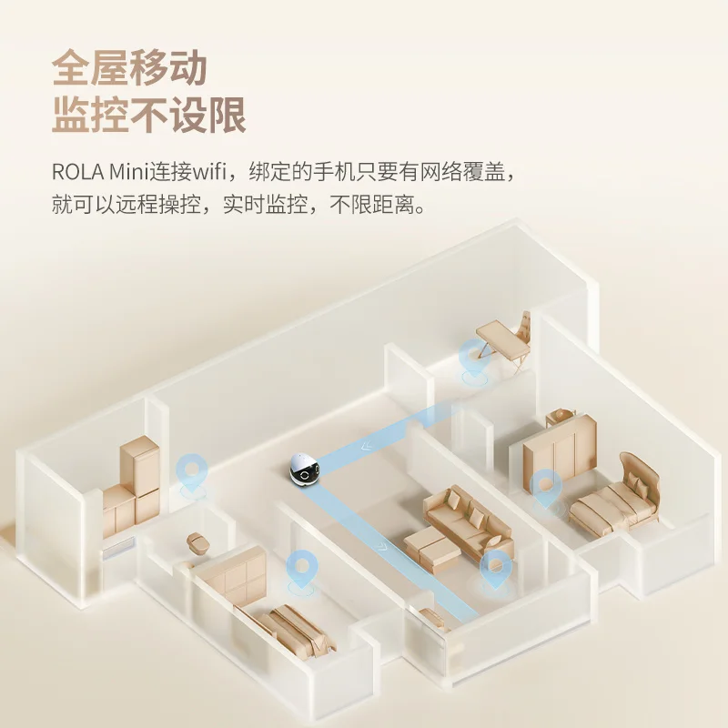 ROLAMini Caméra mobile intelligente pour animaux de compagnie Robot Ebo Home avec télécommande et surveillance sans fil