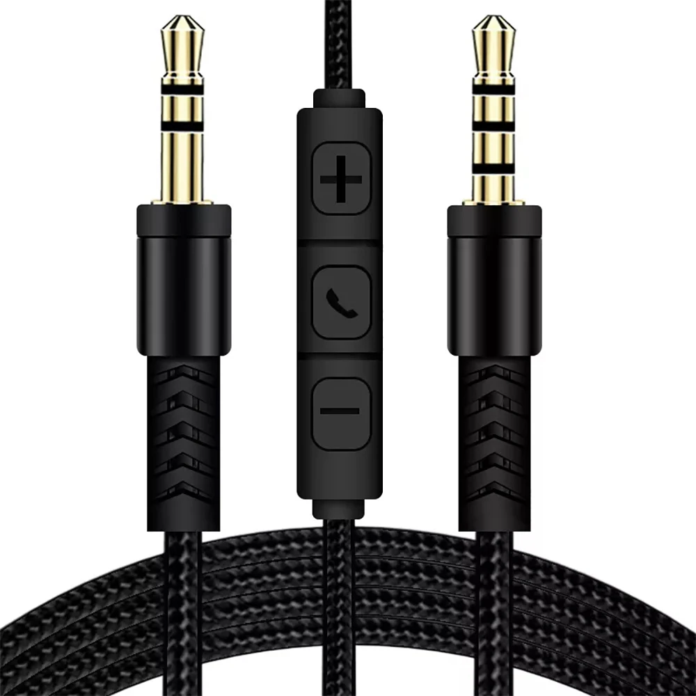 1.2m kabel Audio 3.5mm do Jack 3.5mm linia głośników z męskiego na męskie przewód Aux z mikrofonem do regulacji głośności dla głośnik samochodowy