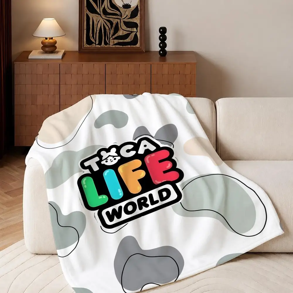 Game Toca Life World Throw Plush Flannel Throw Blanket, Sofa Bed Travel Picnic Home Textile Decor