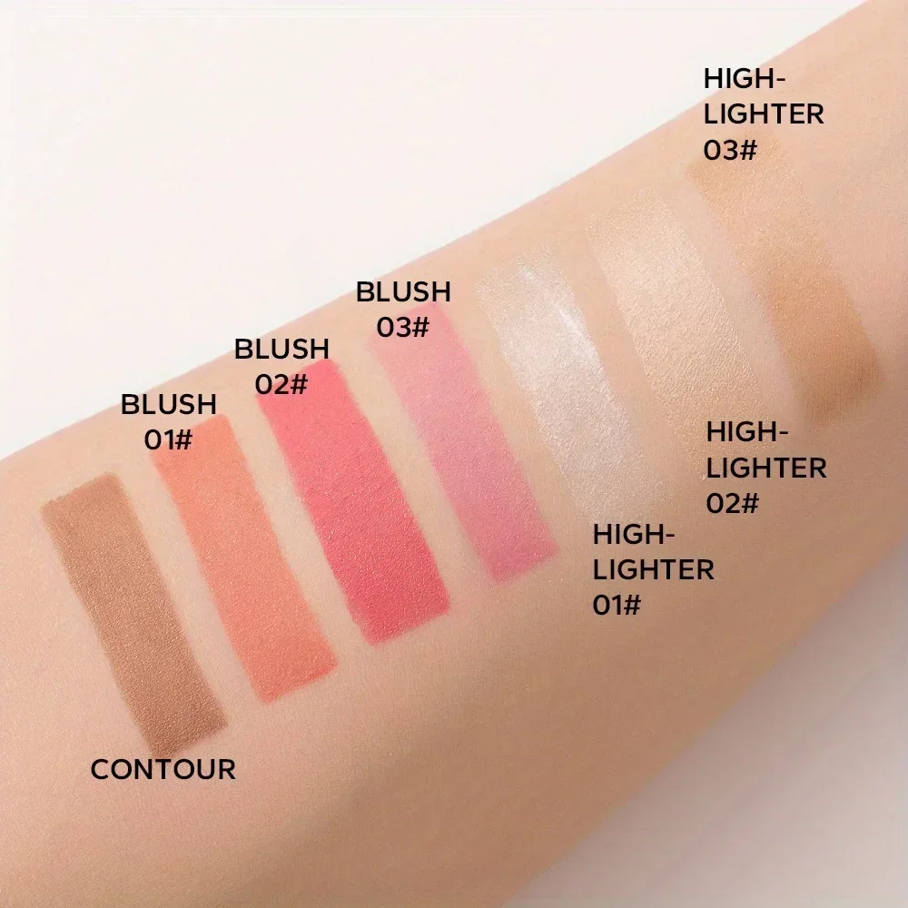 3-teiliges Make-up-Set, Rouge-Flüssigkeit, Textmarker-Flüssigkeit, Konturenflüssigkeit, 3-teiliges mehrfarbiges multifunktionales Kosmetik-Set für Anfänger