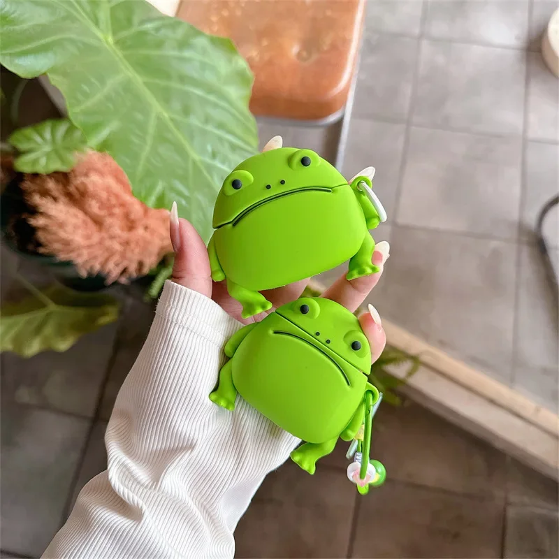 

Green Frog Case for AirPods 4 Airpod 1 2 3 Pro Pro2 Bluetooth Earbuds Charging Box Protective Earphone Case Cover