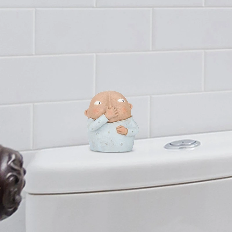 Holding Nose Bathroom Statue Holding Nose Sculpture Kitschy Cute Weird Vulgar Figurine Resin Ornament For Toilet