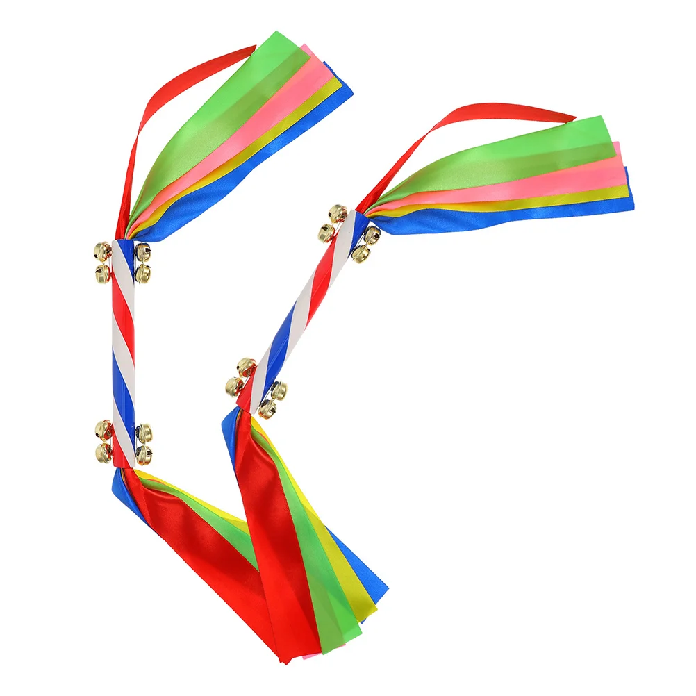 Cinta de animación con pompones para baile, palos de flores, campanas, accesorios de actuación deportiva portátiles y ligeros, 2 uds.