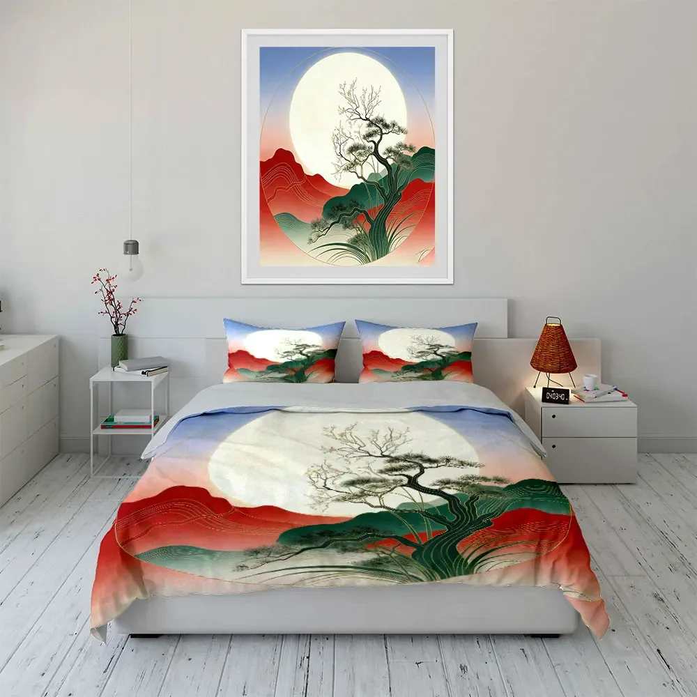 Moonlit Scenery Art Set Soft Comfortable Duvet Cover Bedding Set Included 1*Duvet Cover & 2*Pillowcases, gift