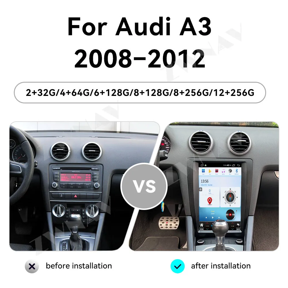 

Обновление 12,1-дюймового HD-экрана Carplay для Audi A3 2008-2012 Android 15, мультимедийный плеер с GPS-навигацией, авто стерео радио, головное устройство