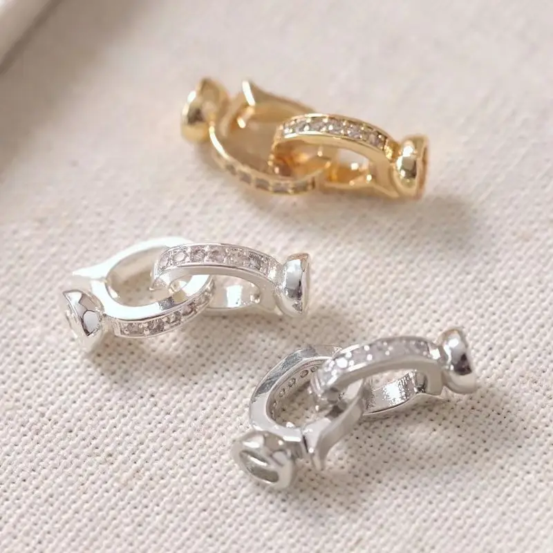 

1PCS 8x12mm 14K Gold Color Micro-inlaid Zircon Basic Versatile Necklace Buttons DIY Handmade Charm Accessories K021