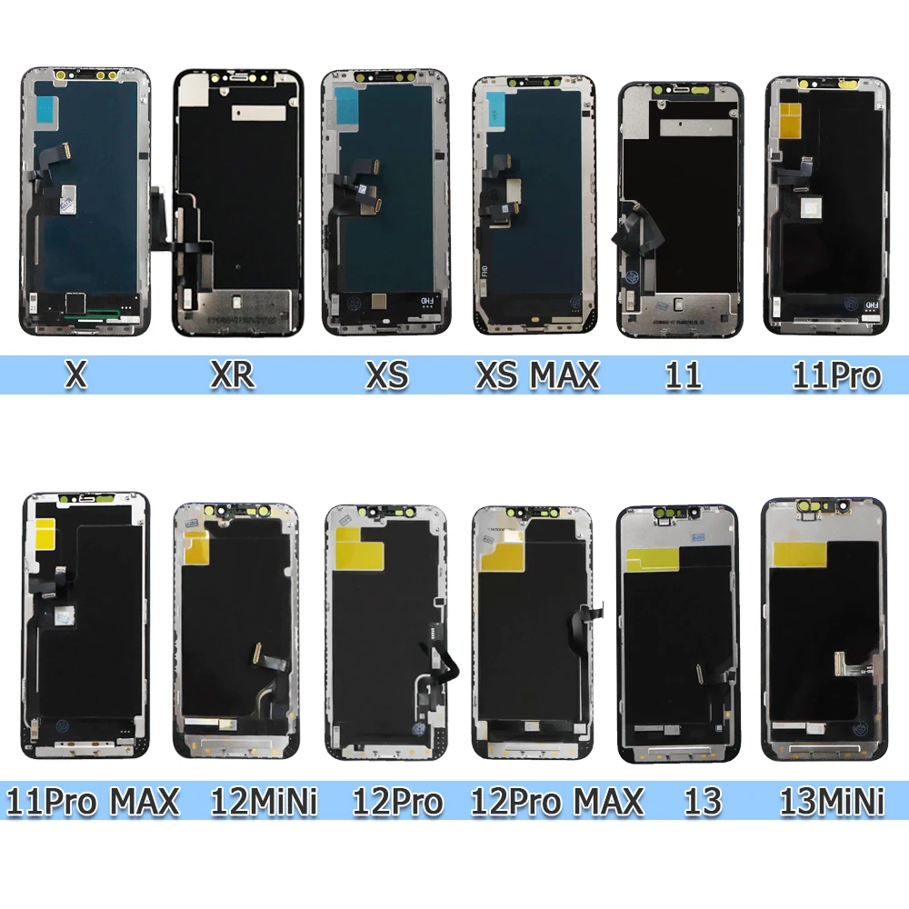 GX OLED Display for iPhone X XR XS Touch Digitizer Assembly LCD for iPhone 11 12 13 Pro Max Screen Replacement True Tone Face id