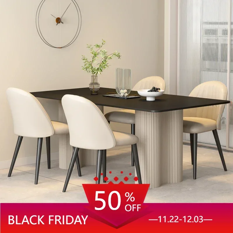 

High End Modern Minimalist Rectangular Dining Table Black Slate Dining Table Restaurant Small Esstisch Household Sets YX50DT