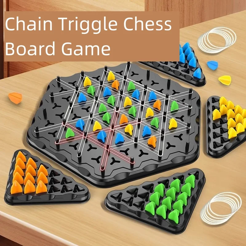 Chain Triggle Chess Board Game Triggle Rubber Band Strategy Logic Table Game Kid Interactive Battle Set For Family Party Gift