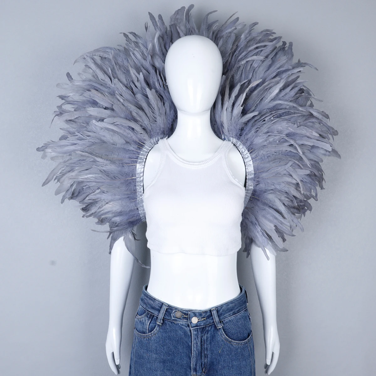 Party Luxus Schal Feder Cosplay Designer Punk Halloween Maskenball Karneval Feder Punk Karneval Party Bekleidung Zubehör – Detail 14