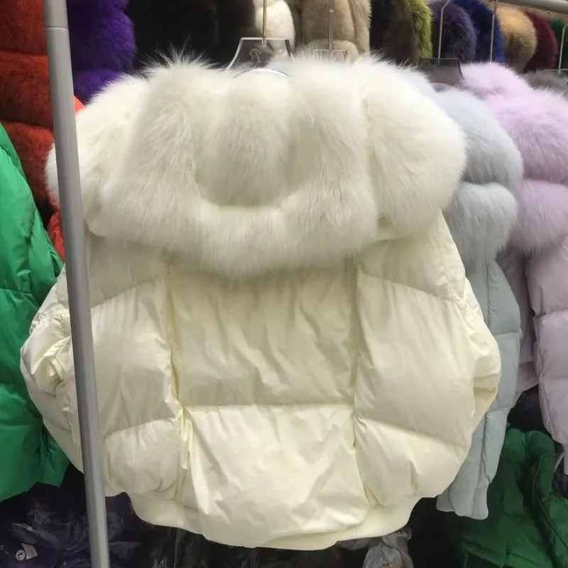 

New Down Jacket Women's Chinese Knot Fur Collar Korean Version Short Light Luxury Fur Genuine Cold-proof and Warm Jacket Coats