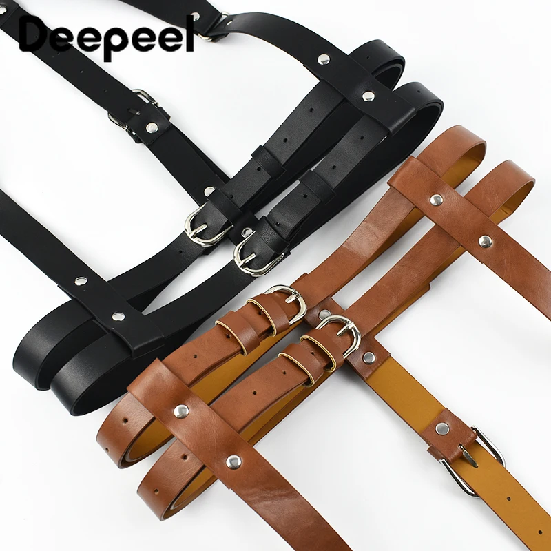 1 قطعة Deepeel رجل الحمالات الشرير القوطي الرجعية بولي Leather الجلود الحمالات الذكور حزام رياضي الرجال واسعة الأقواس موضة الملابس والاكسسوارات