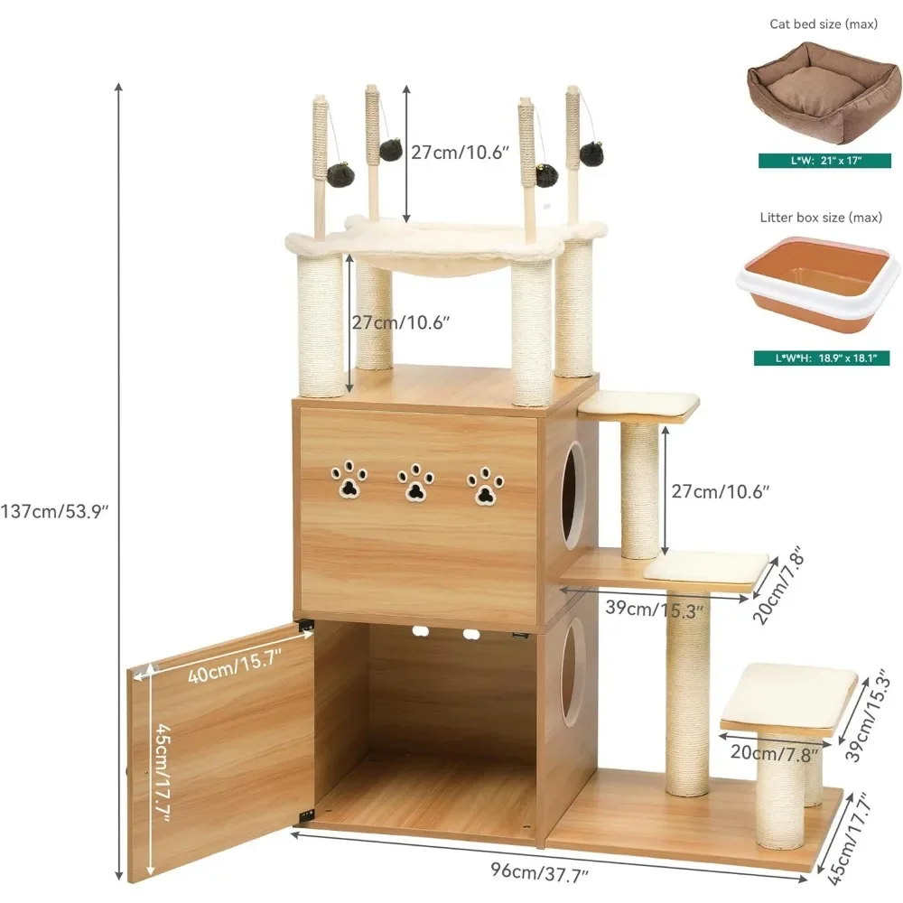 Imagem -04 - Gato Moderno com Caixa de Lixo Casas e Condomínios Torre Grande com Camas de Rede Produtos para Animais de Estimação para Gatos