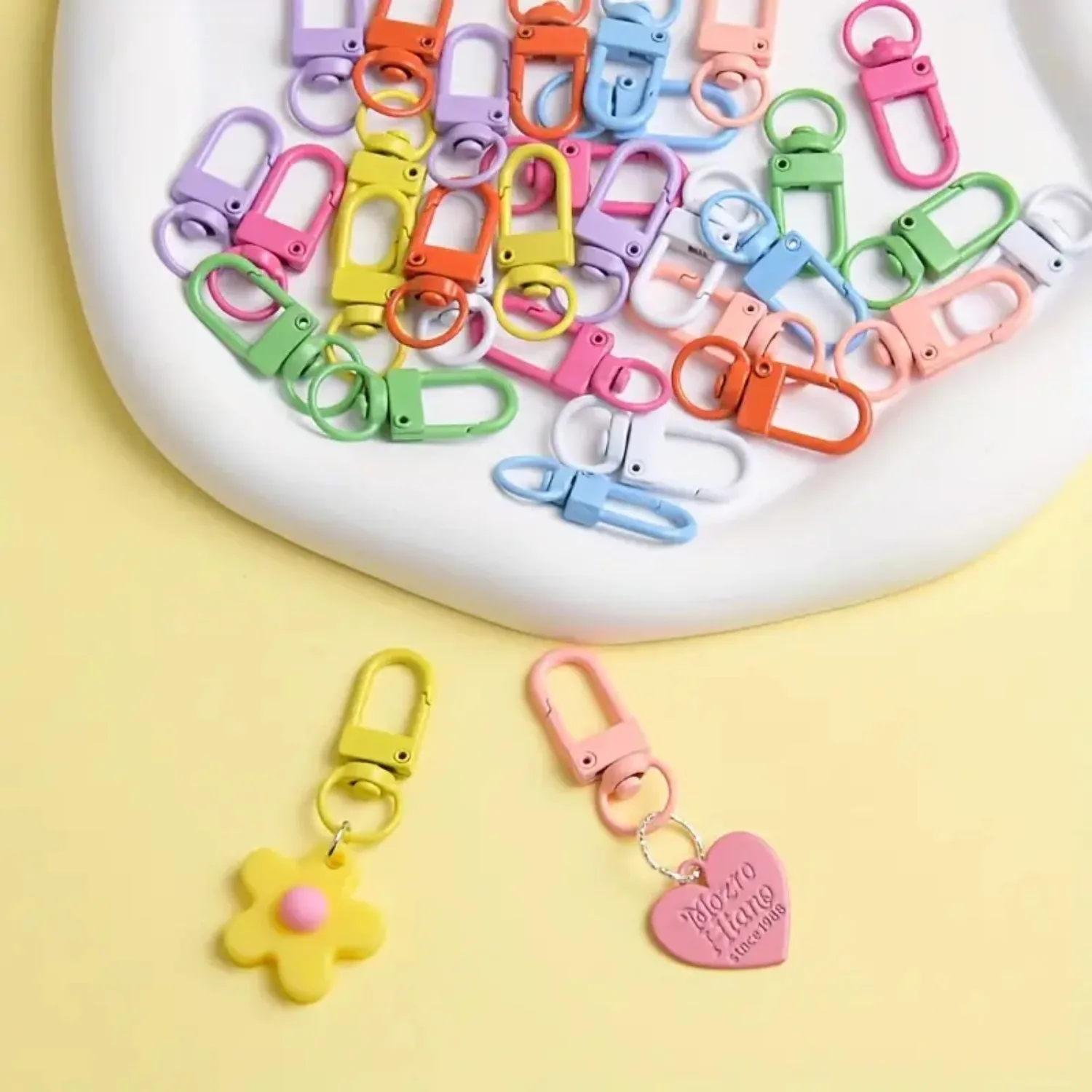 10Pcs/Lot Random Color Alloy Snap Lobster Clasp Hooks Keychain Findings for DIY Key Chain Necklace Bracelet Supplies Wholesale