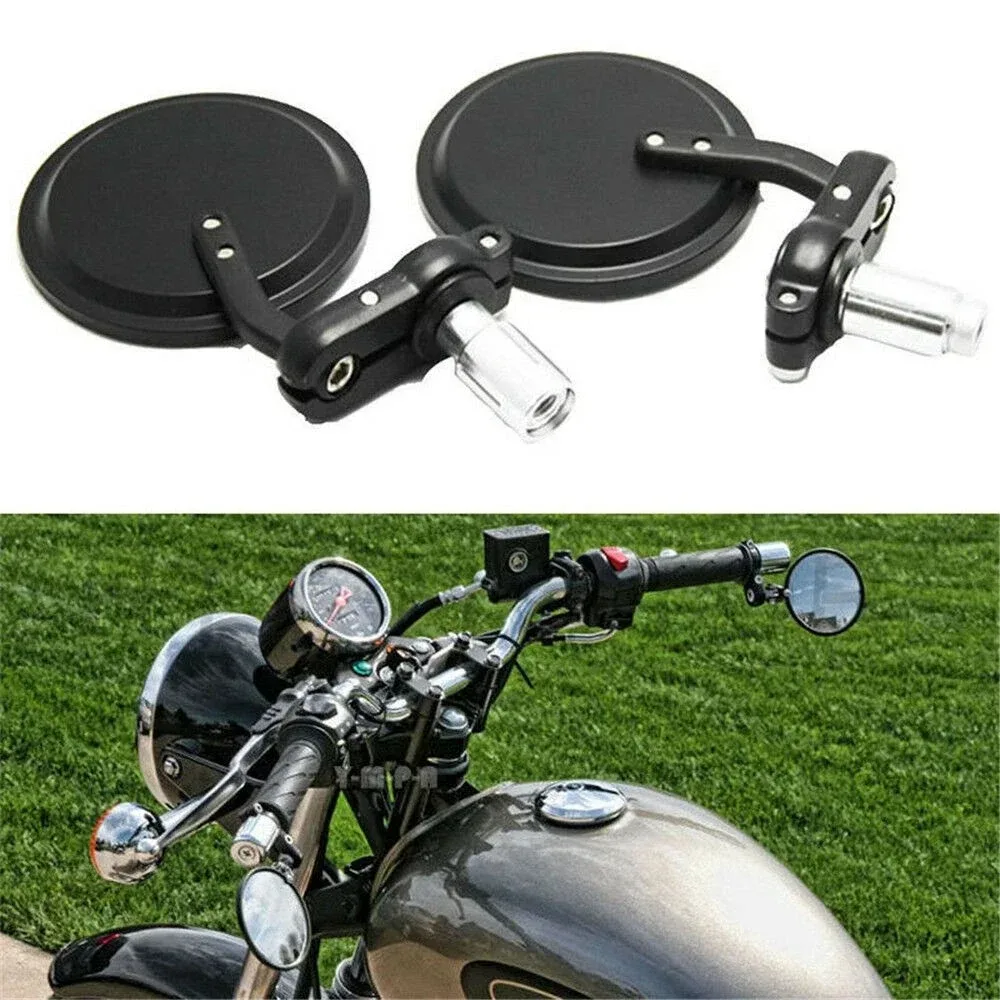 

Motorcycle Round 7/8" Bar End Rearview Side Mirrors For Bobber Cafe Racer Aftermarket Motorcycle Parts
