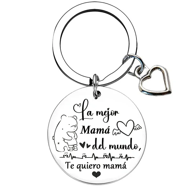 Spanish Step mom Keychain keyring Step Dad Gift StepMom Gift Adoptive Family Key Rings Stepmother Birthday gifts