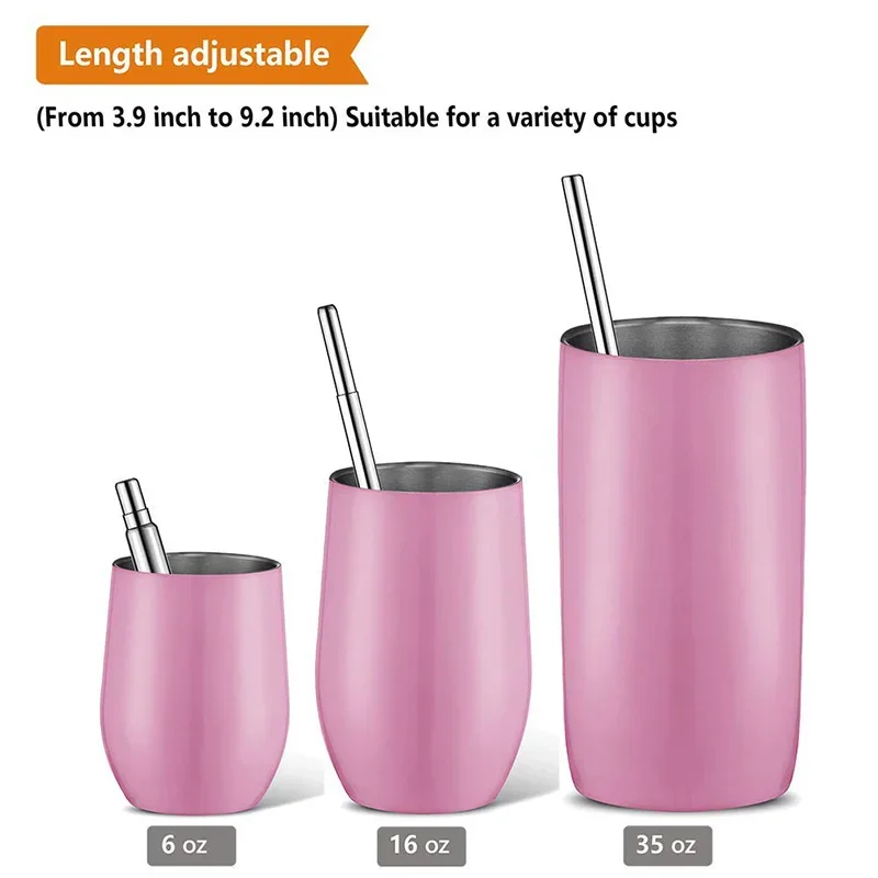 Stainless Steel Telescopic Drinking Straw Portable straw For Travel Reusable Collapsible Metal   With Brush