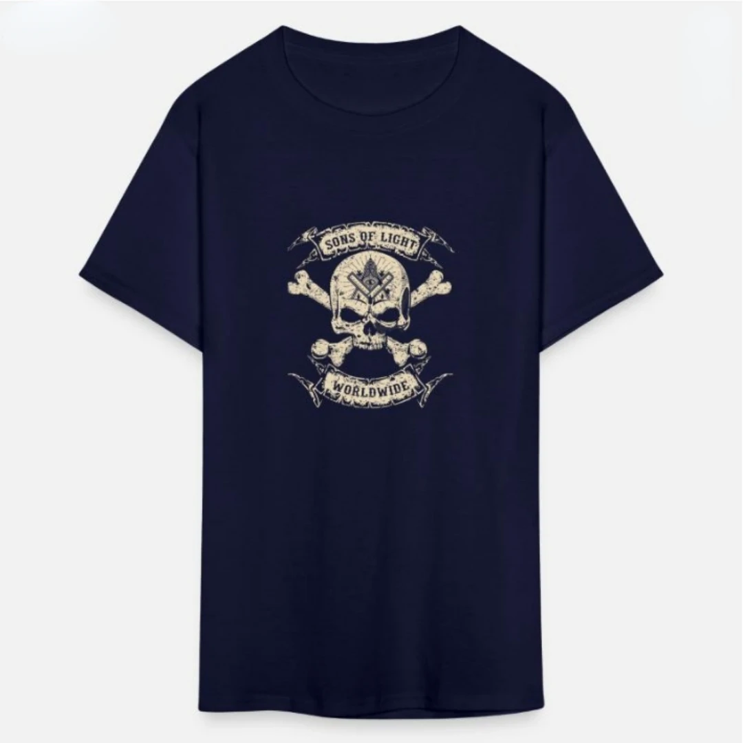 Freemasons Skull Son of Light World Wide Masonic T-Shirt 100% Cotton O-Neck Short Sleeve Summer Casual Mens T-shirt Size S-3XL