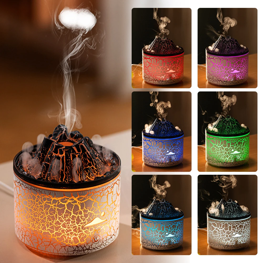 Volcano Flame Aroma Diffuser Jellyfish Cool Mist Humidifier 180ml Aromatherapy Essential Oil Diffuser for Bedroom Office Yoga