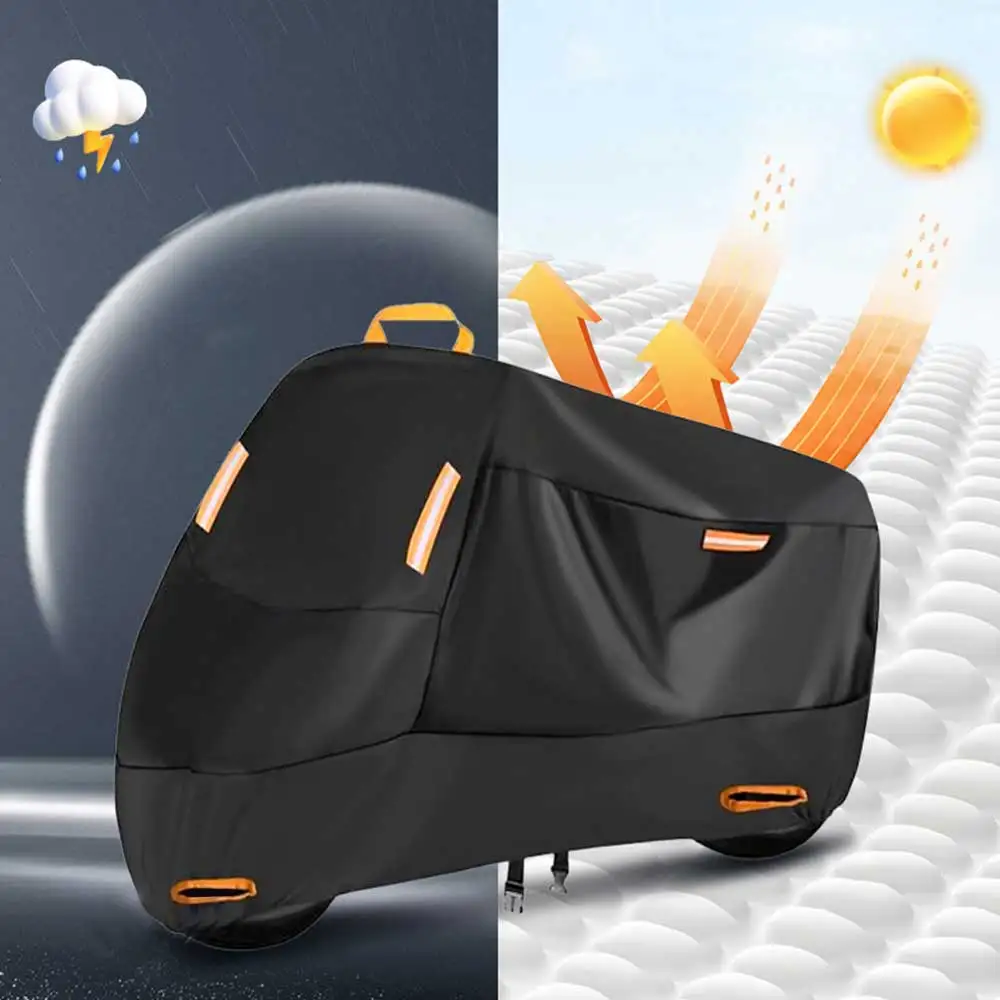 

1Pc Motorcycle Waterproof All Season Dustproof UV Protective Outdoor Indoor Scooter 210D Wear-resistant Fabric Motorbike Cover