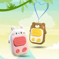 Mini Walkie Talkies electrónicos de mano para niños, 2 piezas, regalo de cumpleaños, dibujos animados, largo alcance de 500M, para viajes en interiores y exteriores, vacaciones en el exterior