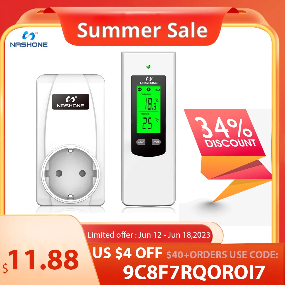 Digital temperature controller,controller temperature Wireless thermostat heating 220v Sokcke and remote controller warm floor