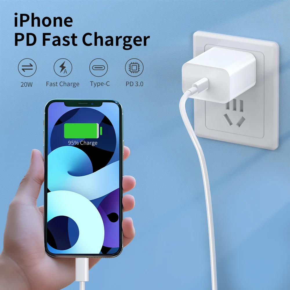 MFI Certified PD20W Fast Charging US Charger with USB Lightning Cable For iPhone 14 13 12 11 X XR XS Pro Max iPad USB C Charger - náhled 3