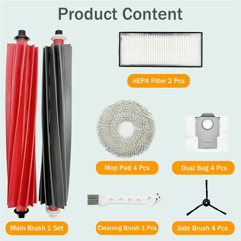 A05G-para Roborock Qrevo Master Robot aspirador Cepillo Lateral principal filtros Hepa almohadillas de fregona bolsas de polvo Kit de accesorios