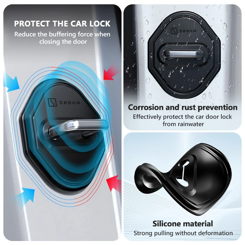 For Zeekr Soft Silicone Car Styling Door Lock Cover Protector Accessories 001 009 007 MIX X 7X Krypton 003 7X 2024 2025 X EV