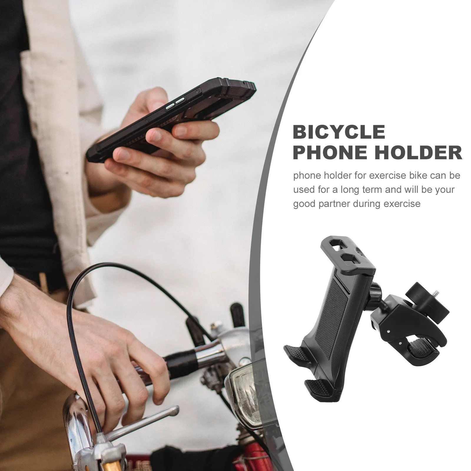 Exercise Bike Phone Stand Sports Equipment Tablet Holder for Treadmill and Stroller 360 Rotation Bike Phone Holder Handlebar