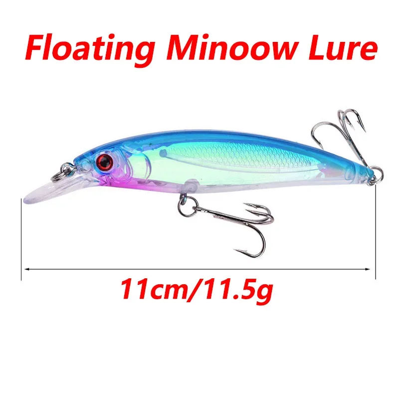 1 pièce. Laser plastic fishing lure 11 cm 11,5 g floating wobblers artificial hard bait with hooks under crank handle