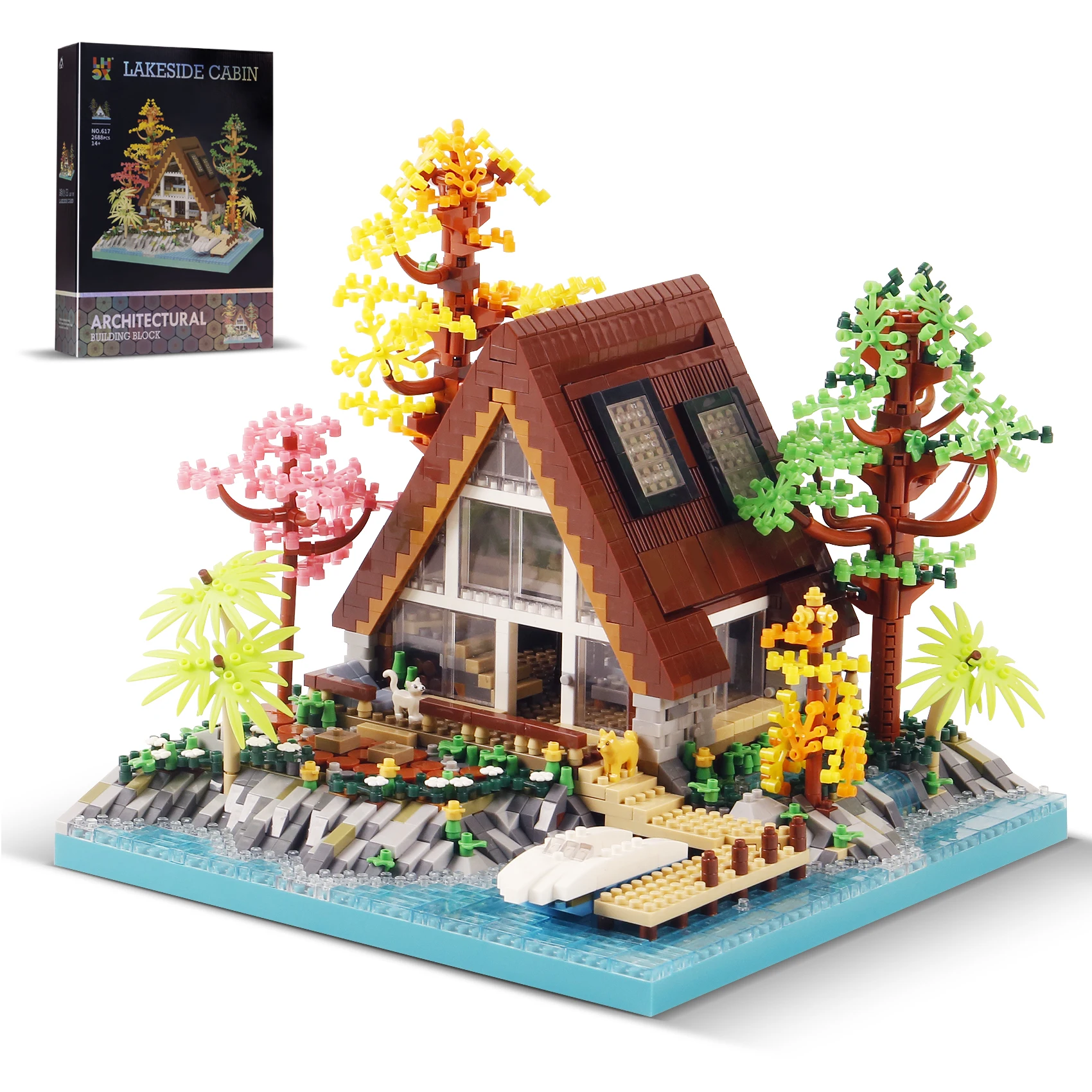 2688PCS Kreative Kabine Holz Haus Bausteine Street View Villa Landhaus Architektur Micro Ziegel Spielzeug Kind Für Geschenke