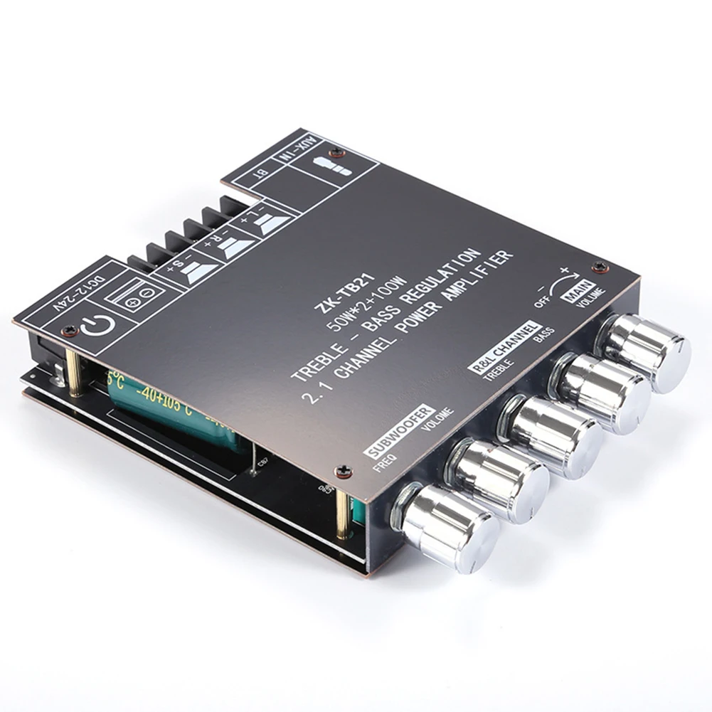 TPA3116D2 2.1 Channel Audio Power Amplifier Module BT 5.0 Subwoofer Bass Treble Power Stereo Audio AMP DC12-24V for Home Theater