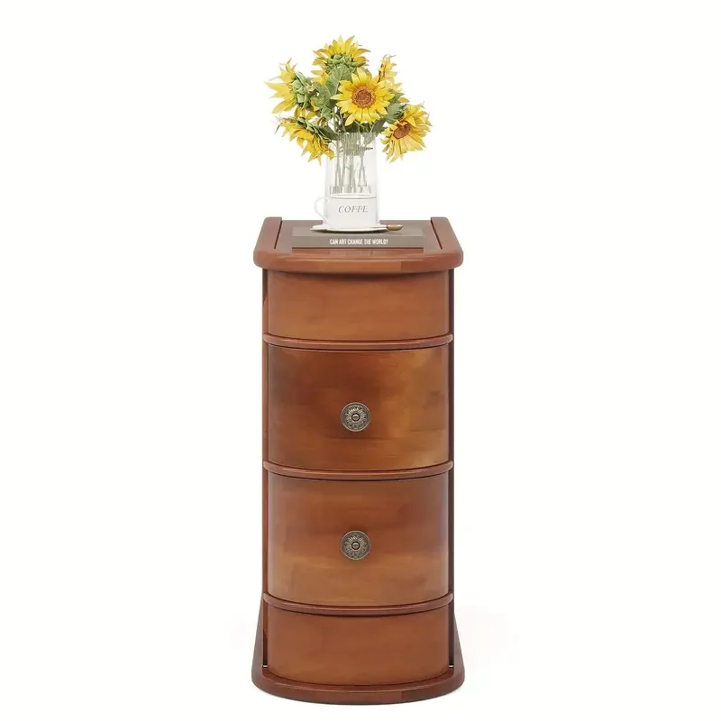 Compact 2-Drawer Pedestal Nightstand - Stain Resistant, Fully Assembled, Unfinished Wood End Table With Contemporary Style